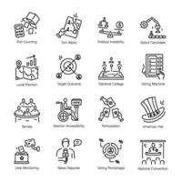 Set of Voting Procedure Linear Icons vector