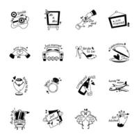 Collection of Glyph Style Marriage Stickers vector