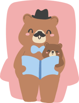 fäder dag Björn och bebis Björn läsning bok png