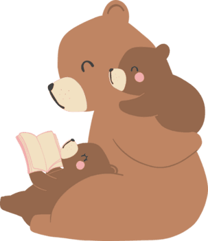 fäder dag Björn och bebis Björn, läsning bok png