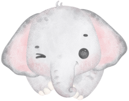 Cute baby elephant , tiny nursery animal watercolor png
