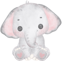 Cute baby elephant , adorable nursery animal watercolor png