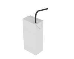 Juice box with straw isolated on background. 3d rendering - illustration png