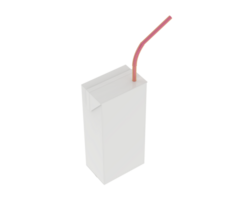 Juice box with straw isolated on background. 3d rendering - illustration png