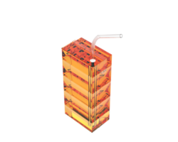 suco caixa com Palha isolado em fundo. 3d Renderização - ilustração png