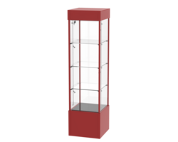 Four tier glass tower display case isolated on background. 3d rendering - illustration png