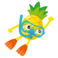 ananas scaphandre autonome plongée, plongeurs natation, plongée en apnée masques png