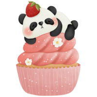 Animals sleep on cupcake watercolor clip art so cute png