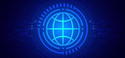 Abstract digital technology futuristic circuit board blue background, Cyber science tech layout, Innovation future Ai big data, Global internet network connection, Cloud hi-tech illustration vector