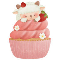 animali dormire su Cupcake acquerello clip arte così carino png