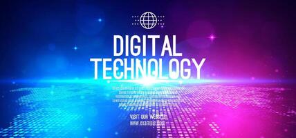 Abstract digital technology futuristic circuit blue pink background, Cyber science tech, Innovation communication future, Ai big data, internet network connection, Cloud hi-tech illustration 3d vector