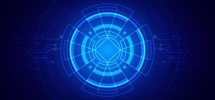 Abstract digital technology futuristic circuit board blue background, Cyber science tech layout, Innovation future Ai big data, Global internet network connection, Cloud hi-tech illustration vector