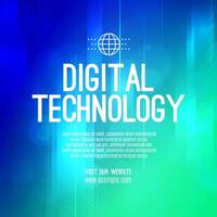 Digital technology social post banner sale template green blue background, abstract cyber information communication, innovation future tech data, internet network connection, Ai big data illustration vector