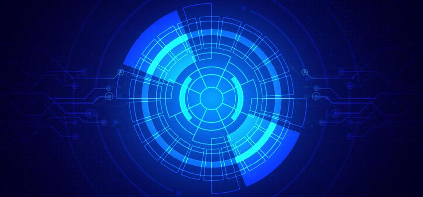 Abstract digital technology futuristic circuit board blue background, Cyber science tech layout, Innovation future Ai big data, Global internet network connection, Cloud hi-tech illustration