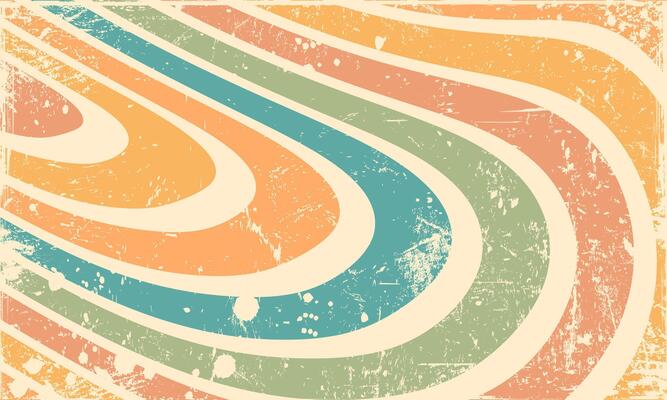Retro 60s 70s Abstract Liquid Lines Pattern Scratched Wallpaper