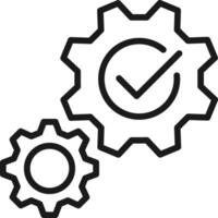 gears check mark icon monitoring workflow symbol vector