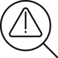 Warning sign with magnifying glass icon. Search attention warning symbol. vector