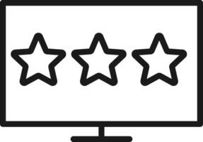 Monitor with stars icon. quality control symbol. vector