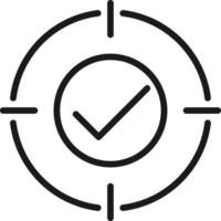 Check mark in dart target symbol icon. Quality control illustration. vector