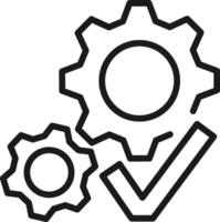 Gears check mark icon monitoring workflow symbol vector