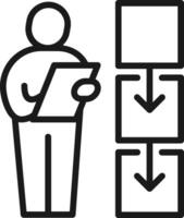 Supervisor monitoring workflow step by step icon with check mark and arrow symbol vector