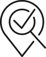 Check mark search pin location icon vector