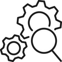 Gears magnify glass icon monitoring workflow symbol vector