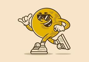 Mascot character of ball head in running pose vector