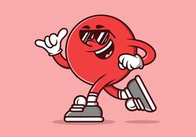 mascota personaje de rojo pelota cabeza en corriendo actitud vector