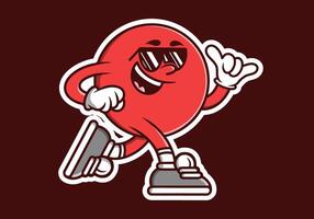 Mascot character of red ball head in running pose vector