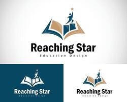 reaching star logo creative design concept education financial business book vector