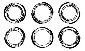 conjunto de ciencia fi negro circulo usuario interfaz elementos tecnología futurista diseño moderno creativo en blanco antecedentes vector