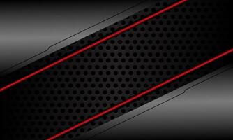 Abstract grey metallic red line black circle mesh slash dynamic geometric design modern futuristic technology background vector