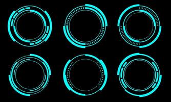 Set of sci fi blue circle user interface elements technology futuristic design modern creative on black background vector