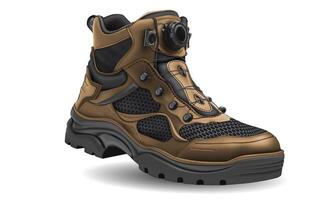 realista negro marrón excursionismo zapato seguridad caucho tela en blanco diseño para hombres vector