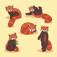 hand drawn red panda vector