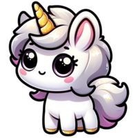 linda dibujos animados unicornio personaje con grande espumoso ojos, rosado las mejillas, y mullido melena, Perfecto para niños' ilustraciones y mágico temas png