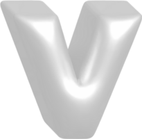 V metallic inflate balloon style alphabet png