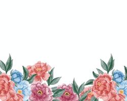 Blue, Pink, and Red Rose Watercolor Flower Border Background vector