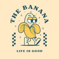 Groovy Cartoon Cute Banana Vintage Style vector