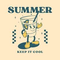 Groovy Cartoon Summer Vibes Character Vintage Style vector