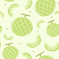 Seamless pattern with melon fruit vector