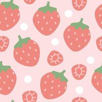 Seamless pattern with strawberry fruit vector