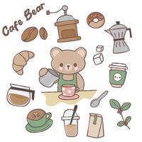 Cute bakery and coffee shop bear vector
