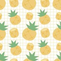 Seamless pattern with pineapple fruit vector