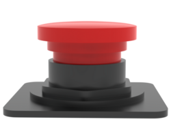 Red button isolated on background. 3d rendering - illustration png