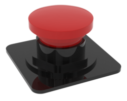 Red button isolated on background. 3d rendering - illustration png