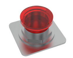 Red button isolated on background. 3d rendering - illustration png