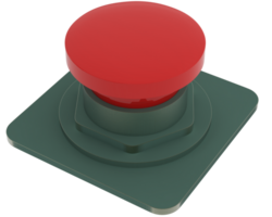 Red button isolated on background. 3d rendering - illustration png