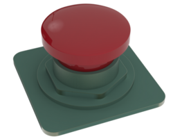 Red button isolated on background. 3d rendering - illustration png